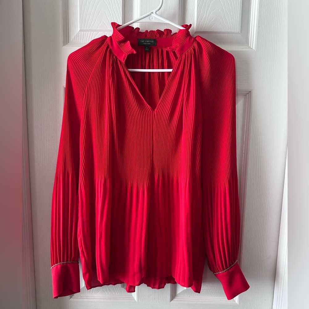 Red Pleated Blouse – The Limited Collection | Size S